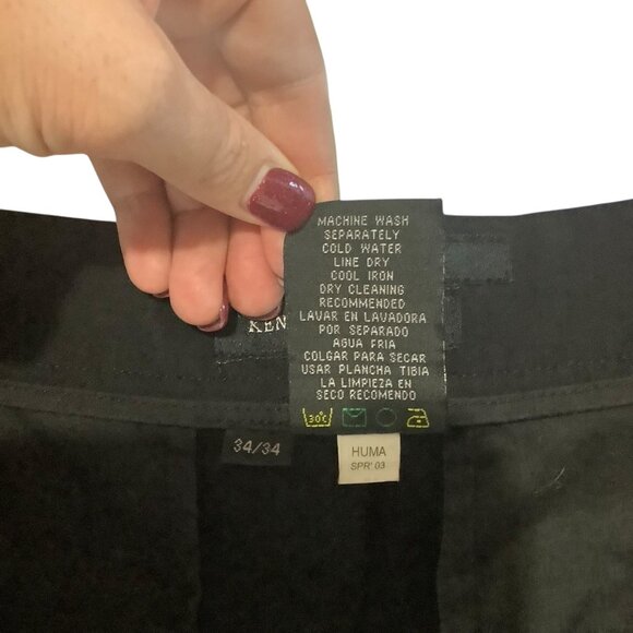 Vtg Kenneth Cole Mens Black Stretch Pants 34x34 Polyester Blend Slim Fit - Picture 4 of 7